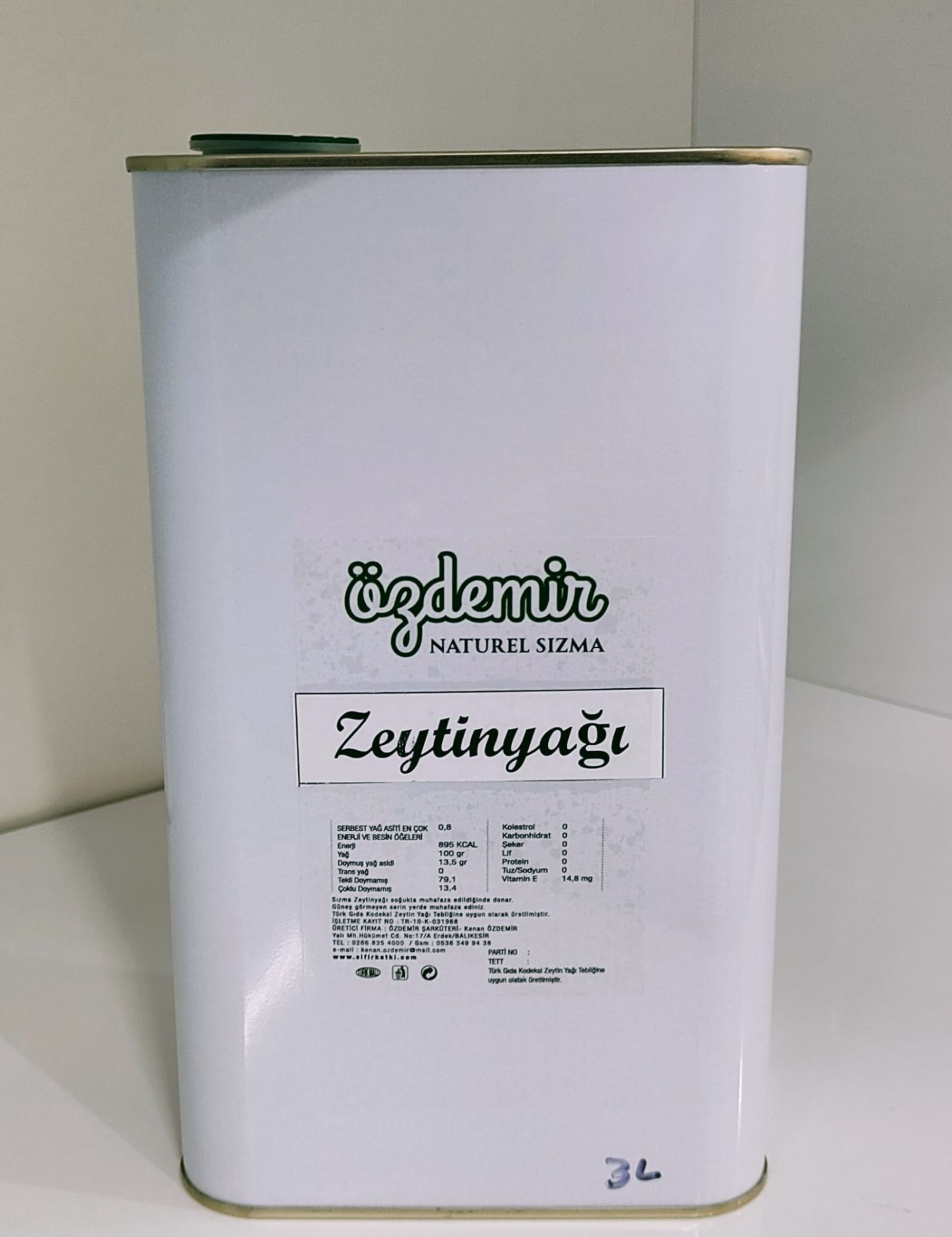 ZEYTİN YAĞI-SOĞUK SIKIM (sızma) 3 litre